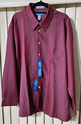 New With Tags Savile Row Dress Shirt Mens 18.5 34/35 Red W/Blue Hue Vintage NWT  - Image 1 of 4