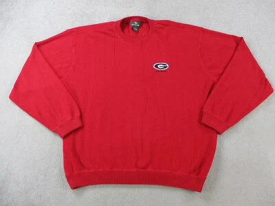 Suéter Georgia Bulldogs adulto extra grande malha vermelha logotipo bordado moletom - Imagem 1 de 4