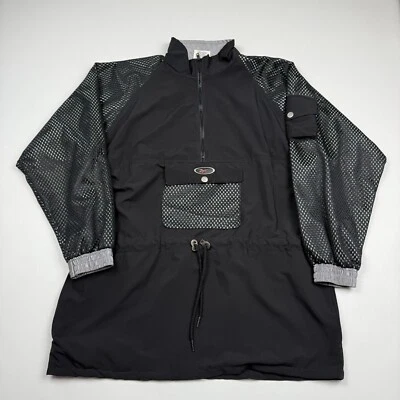 Reebok Vtg 90s Spellout Windbreaker Pullover Zip Mens Medium Black - Image 1 of 4