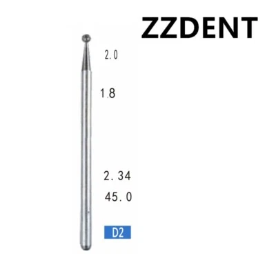 50x HP-D2-45mm Long Ball Round Type Diamond Burs for Dental Straight Handpiece - Image 1 of 2