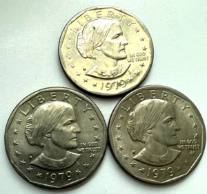 1979 S Susan B. Anthony 1 $ DREI MÜNZEN gefüllte Münzzeichen - Bild 1 von 16