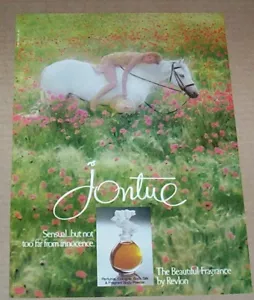 1982 Print Anzeigenseite -Revlon Jontue Parfum Werbung- Mädchen Pferd Vintage WERBUNG - Bild 1 von 1