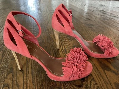 Donald J Pliner Shayla Fringe Suede Coral Platform Heels Women's US Size 10 M — 第 1/4 张图片