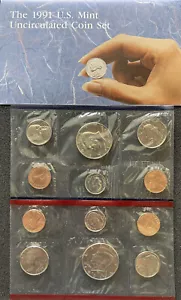 1991 US Mint Uncirculated 10 Coin Set in original Governmant packaging OGP - Picture 1 of 2