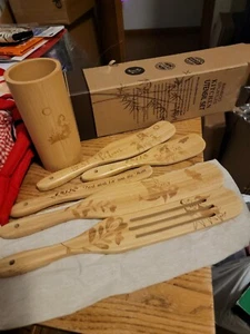 Spurtle Set - Bamboo Spurtles Kitchen Tools 7 Piece Spatula Utensils - Picture 1 of 2