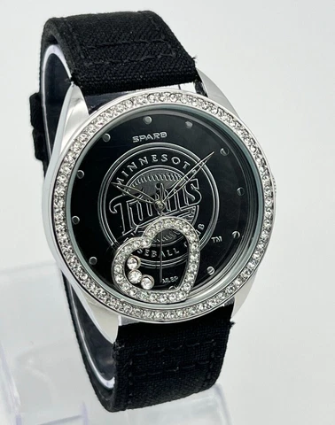 Unisex SPARO Minnesota TWINS Crystal Heart Accents, MLB Team Baseball Watch Cover