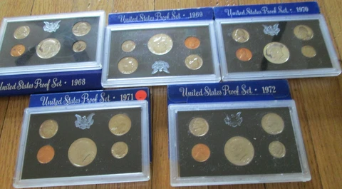 1968 1969 1970 1971 1972 Proof Sets U.S. Mint 5 Proof Set S Mint 3 Silver Half Cover