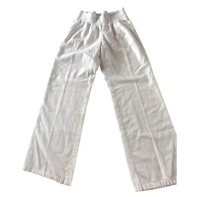 Pantalón ancho Joe B By Joe Benhasset para mujer talla grande blanco de lino Foto 1 de 4
