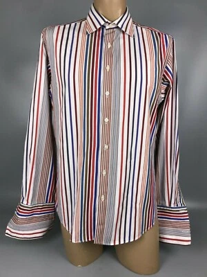 THOMAS розовый мужской многоцветный в полоску длинным рукавом кнопка французская рубашка 15,5 39 - Изображение 1 из 4