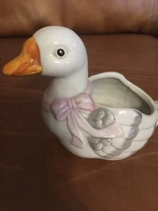 Vintage Kmart Ceramic Mother Goose Collectible Pink Bow 3.5 Inches - Picture 1 of 8
