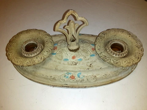 VINTAGE TIN/METAL ART DECO FLUSH MOUNT CEILING LIGHT FIXTURE Cover