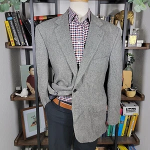 Robert Stock Men's Tweed Sport Coat Blazer Two Button Gray Herringbone Wool 44R - Picture 1 of 20