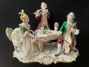 Antique Dresden Porcelain Instrumental Musical Group Figurine - Picture 1 of 7