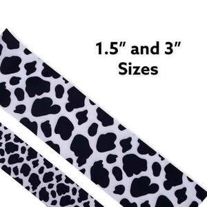 GROSSGRAIN RIBBON 1.5" Wide Black and White Cow Print Printed Hair Bow Ribbon - Picture 1 of 1