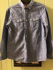 Red Camel Boys Blue Paisley Long Sleeve Western Shirt Size Large - Picture 1 of 4