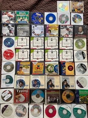 Educational Software Lot of 50 CD ROMS Math Spelling Reading Kids - Image 1 of 4