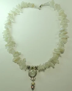 Statement Moonstone Chips Necklace Garnet Peridot Citrine Wedding Sterling - Picture 1 of 2