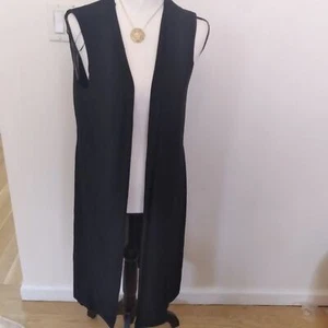DKNY lange schwarze transparente offene Weste Gr. S Neu mit Etikett - Bild 1 von 5