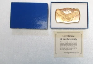 Cinturón de vestir International Mail Eagle hebilla latón vintage 1983 número limitado - Imagen 1 de 3