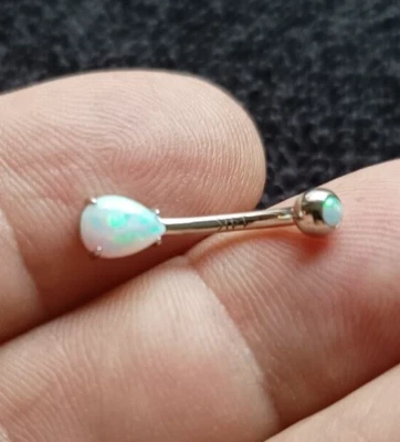 Anillo ombligo ópalo oro 14k, perforado Foto 1 de 4