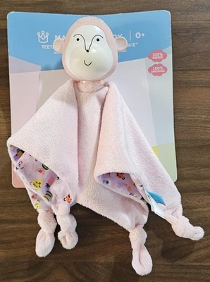 Манхэттен активности игрушка розовый Teethe & Cuddle MOMO обезьяна одеяло 100% резиновый новый - Изображение 1 из 3