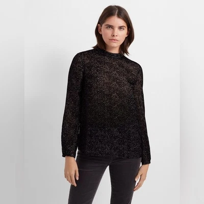 Blusa Top Club Monaco Morera Seda Burnout Terciopelo Manga Larga Cuello Imitado Punto XS Foto 1 de 4