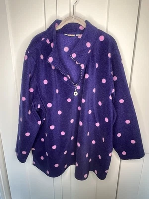 Quacker Factory Polka Dot Fleece Rhinestone 1/4 Zip Sweater Women's Plus Size 3X - Image 1 of 4