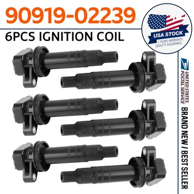 6PCS  90919-02239 Car Ignition Coil For Toyota Celica Corolla Matrix Pontiac - Image 1 of 4