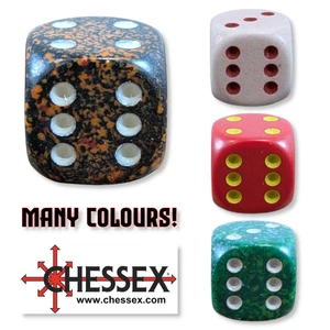 Chessex D6 Six-Sided Dice 16mm Polyhedral Pipped Die D&D TTRPG Roleplaying Set - Picture 1 of 31
