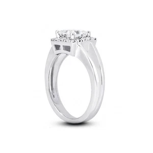 1.97ct E-VS2 Princess Natural Certified Diamonds 14k Gold Halo Engagement Ring - Picture 1 of 3