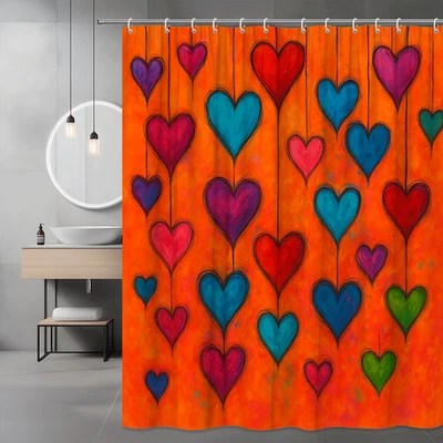 Cortina de Ducha Corazón Colorido para Habitación Infantil, Diseño Divertido y Lúdico Foto 1 de 4
