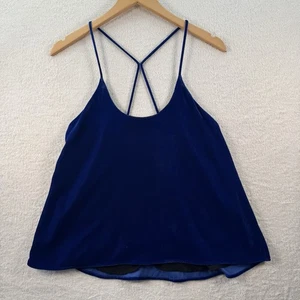Zara Velvet Camisole Top Size Small Blue Spaghetti Strap With Inner Slip - Picture 1 of 10