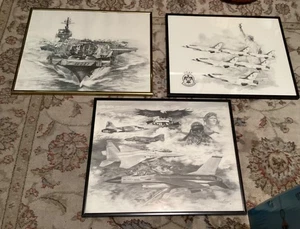 USAF THUNDERBIRDS 3 pencil drawings 20 1/2 x 16 1/2. - Picture 1 of 22