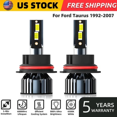 2PCS 9007 LED Headlight Bulbs Kit High/Low Beam For Ford Taurus 1992-2007 6000K Foto 1 de 4