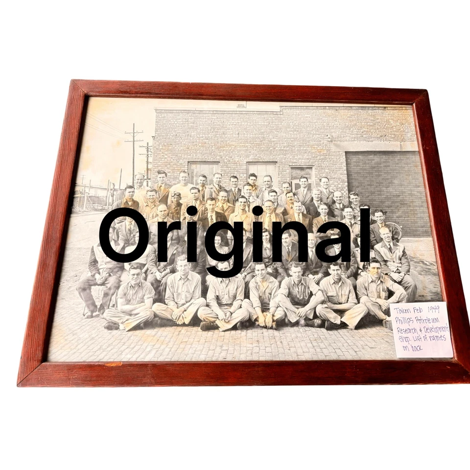Antigua foto enmarcada 1949 Oil Gas Phillips Petroleum Research fundadores originales Foto 1 de 4