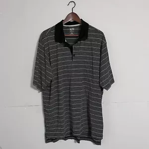 Adidas Climalite Mens Polo Shirt Size XL Black Striped Short Sleeve Button Up - Picture 1 of 7