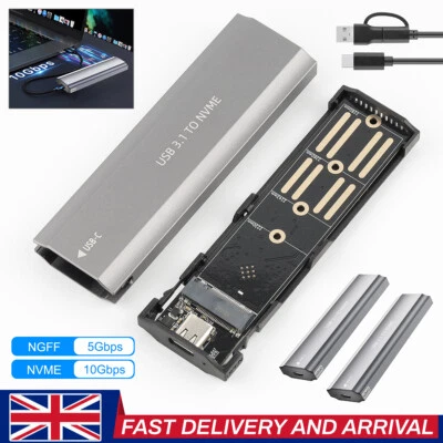 M.2 NVMe/NGFF SATA SSD to USB3.1 External SSD Reader Adapter Converter Enclosure - Image 1 of 4