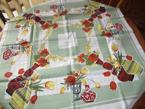 UNUSED RETRO VINTAGE COTTON TABLE CLOTH 80X85cms - Picture 1 of 2