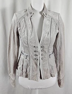 White House Black Market Womens Blazer Military Pale Gray Cotton Rayon 4 - Picture 1 of 8
