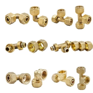 Fit Tube OD 16mm G1/2 Elbow Pipe Fitting Brass Pipe Connector For Floor Heating - Picture 1 of 17