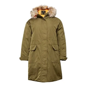 River Island Plus Khaki Green Padded Puffer Jacket Hooded Women’s UK Size 22 - Picture 1 of 12