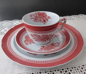 SPODE TRIO Tasse Untertasse & Salat Dessert Teller CHINESISCH ROT FITZHUGH SCHÖN - Bild 1 von 8