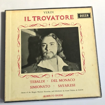 SXL 2129/31 Verdi Il Trovatore Tebaldi Del Monaco Decca ED3 WB Box Set - Image 1 of 4