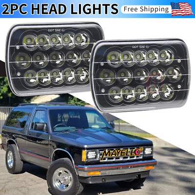 Pair 7x6" 5X7" LED Headlights Hi-Lo For Chevy S10 1982-1993 Pickup Monte Carlo - Image 1 of 4