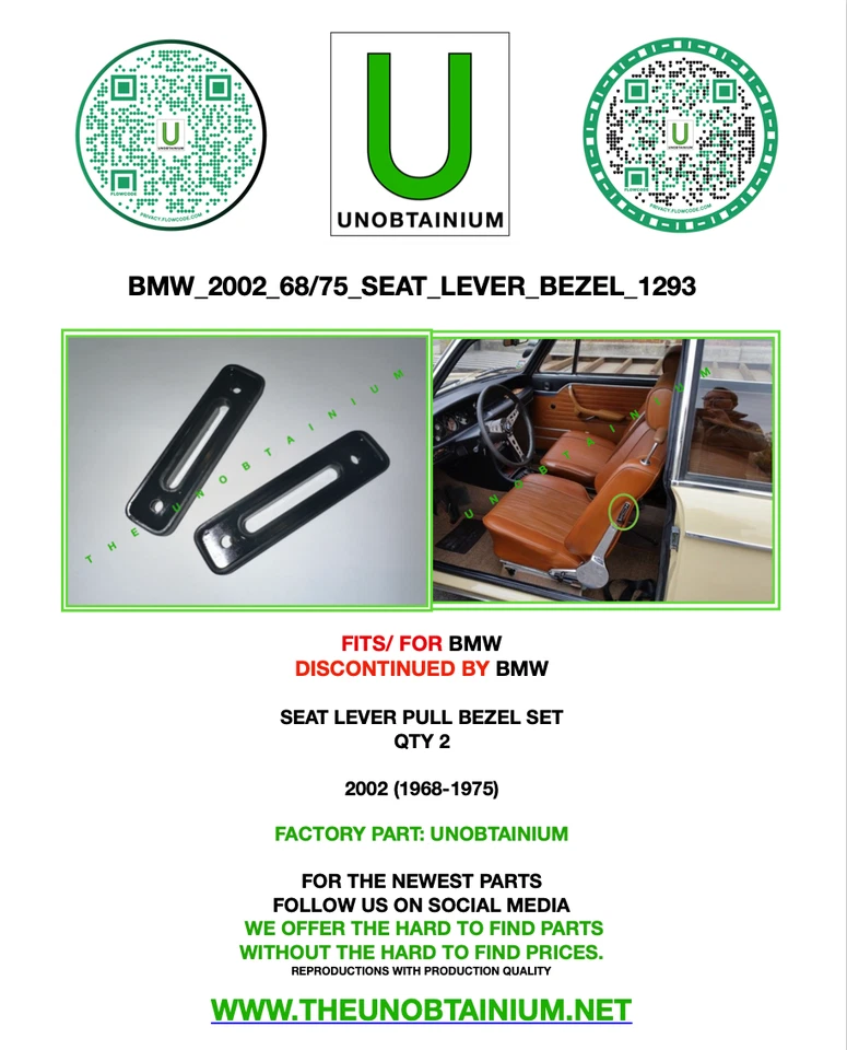 适合/适合宝马 2002 年座椅水平挡板套装(数量 2) — 第 1/4 张图片