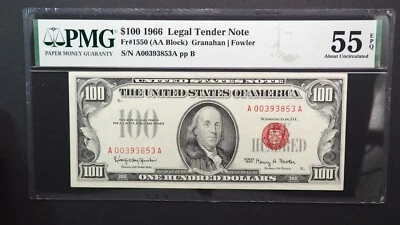 1966 $100 FR1550 UNITED STATES NOTE   *PMG 55 EPQ * FREE SHIP GP479 - Image 1 of 2
