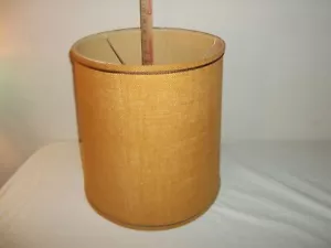 Vintage Mid Century Sackleinen trommelförmiger Lampenschirm 15" hoch 13 1/4" oben 15" unten - Bild 1 von 18