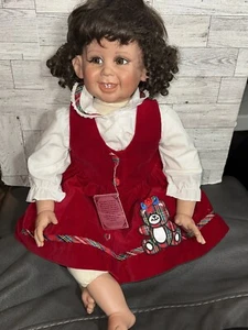 Vintage 1993 Girl Doll by Fayzah Spanos 90/1500 Brown Eyes & Hair Weighted - Picture 1 of 6