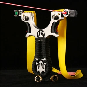 Professional Hunting Slingshot Catapult with Laser Rubber Bands Aim Point Target - Photo 1 sur 15
