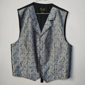 Scully Vest Mens XL Waistcoat Paisley Western Gray Black Button Wedding Party - Picture 1 of 9
